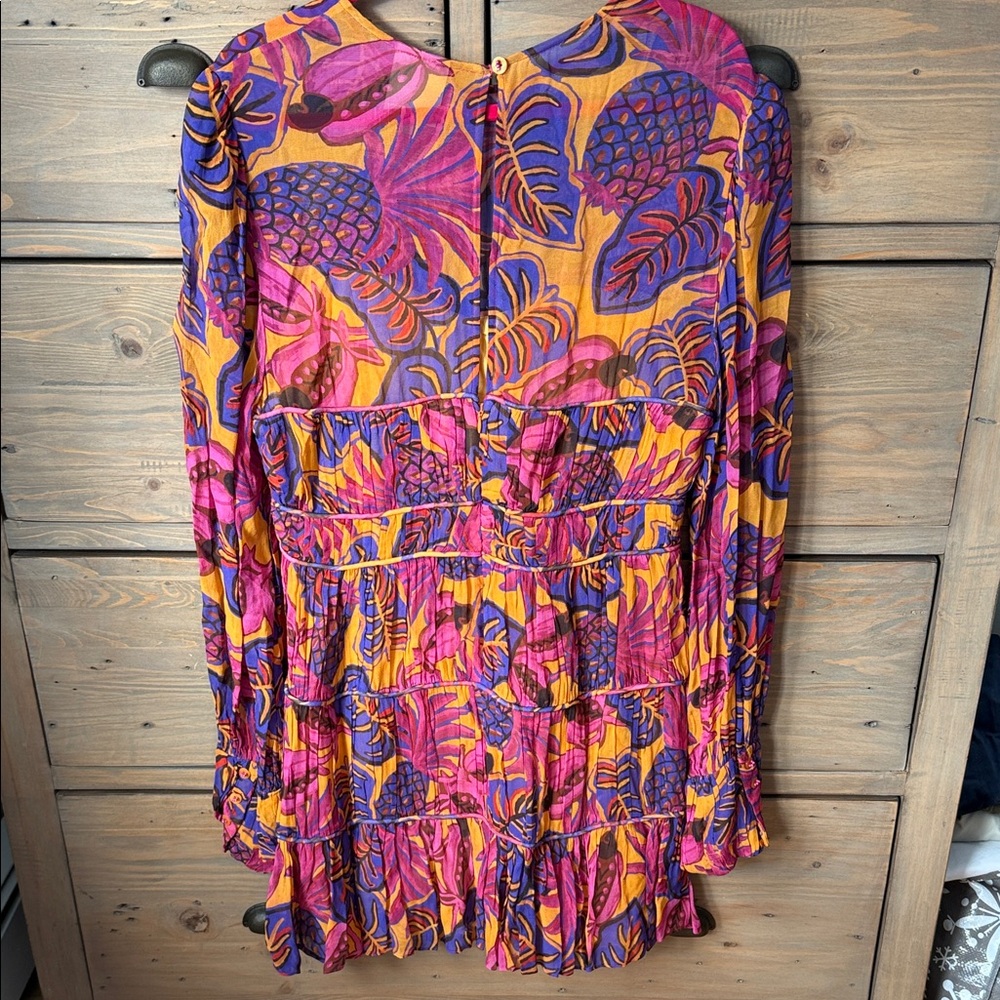 EUC FARM Rio fruit dream pleated long sleeve dress sz L - Picture 7 of 10